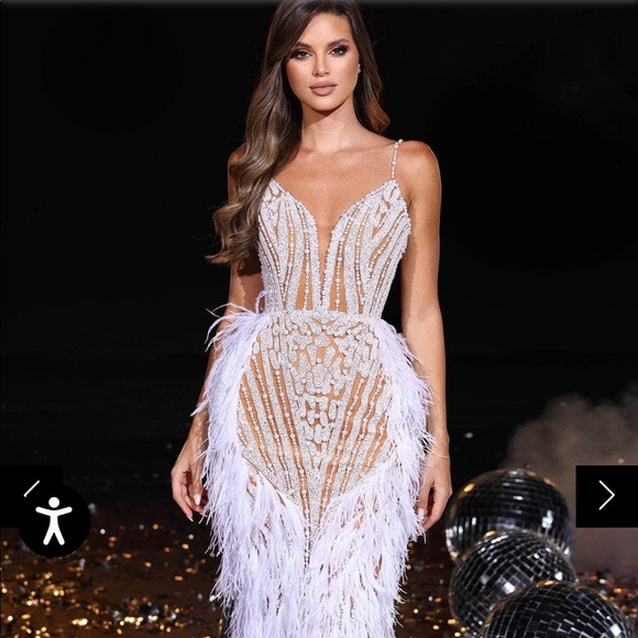 Portia and scarlett white feather dress. - Picture 1 of 9